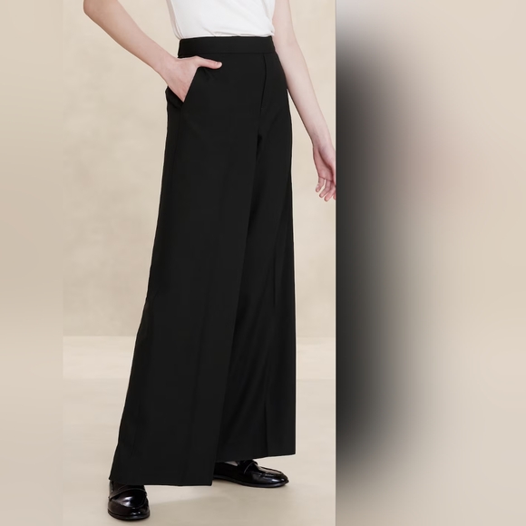 Banana Republic Factory HAYDEN Wide Leg pants - Black 18 - Picture 3 of 4